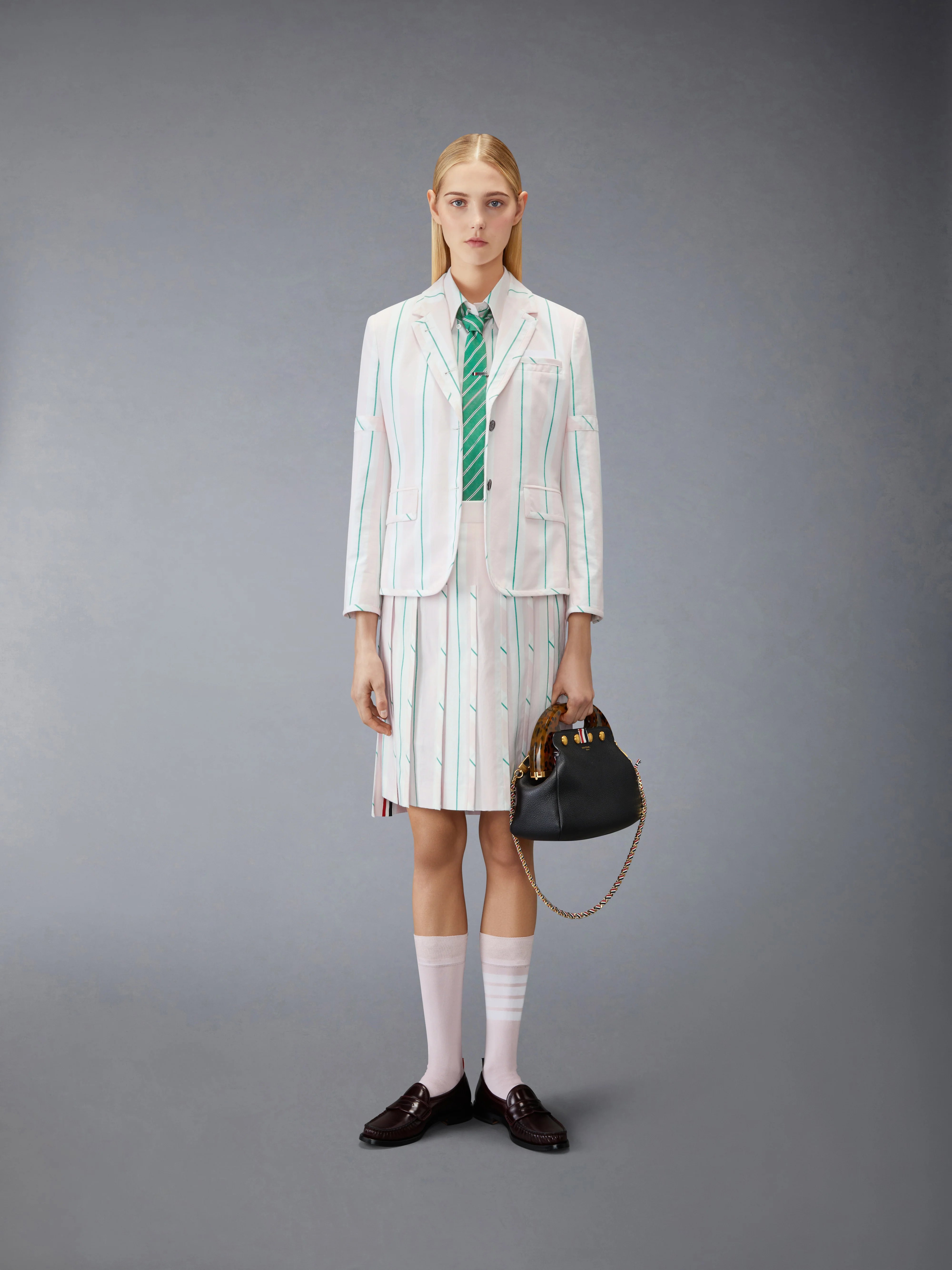 MADRAS COTTON STRIPED PLEATED SKIRT - Image 4