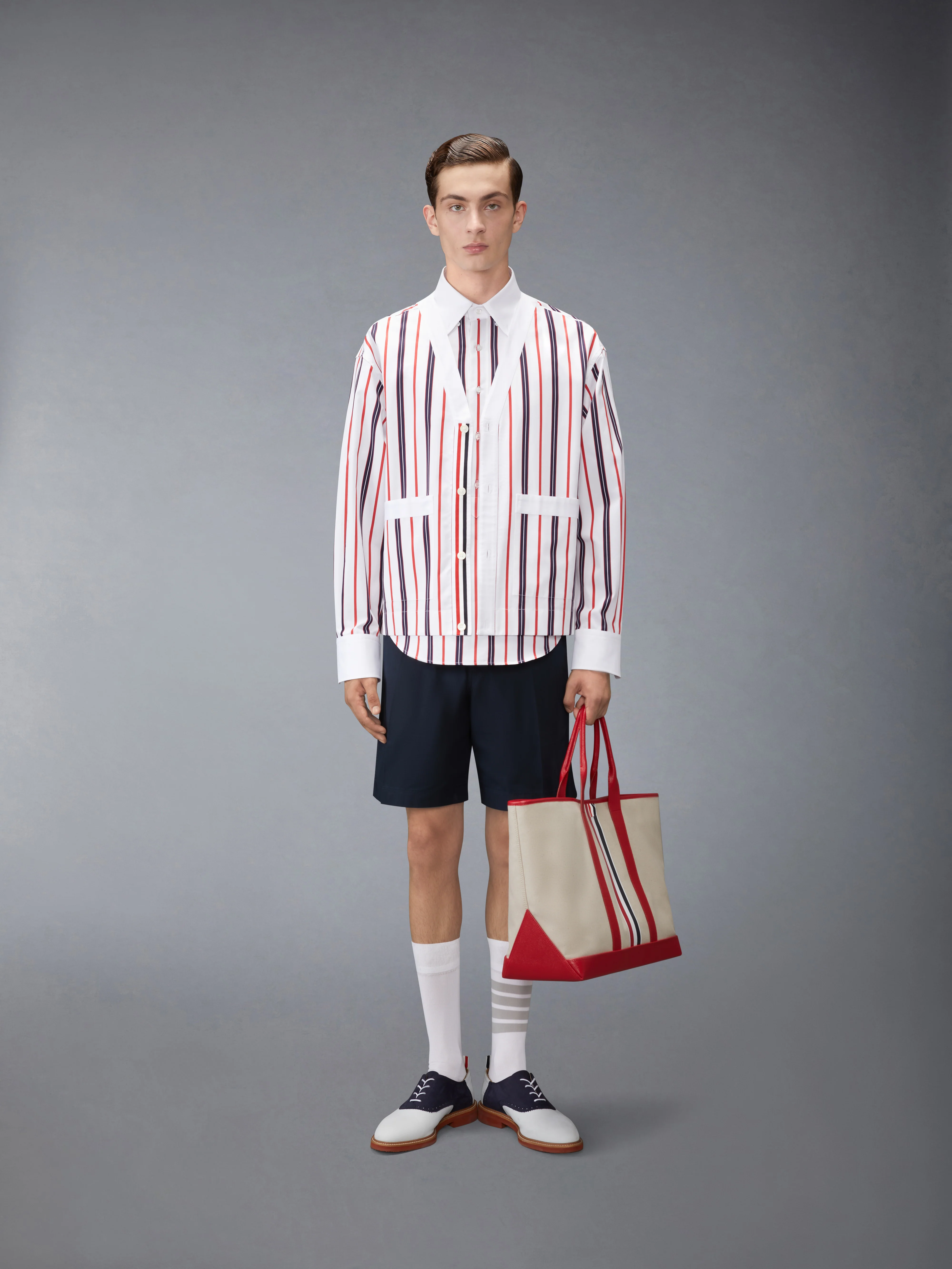 REPP STRIPE POPLIN SHORT SLEEVE SHIRT - Image 3