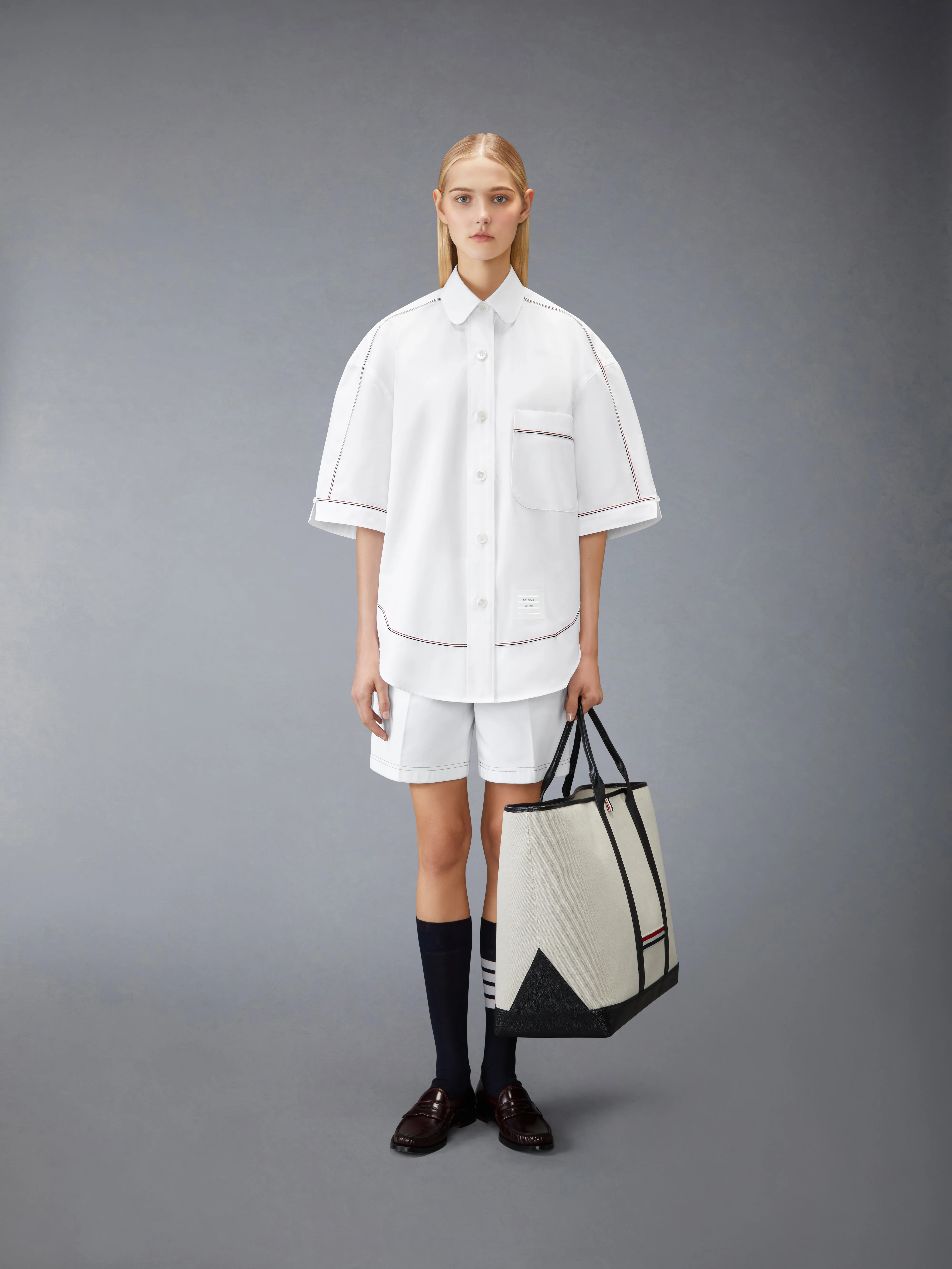 SOLID POPLIN RWB TRIM SUPERSIZED SHORT SLEEVE SHIRT - Image 3